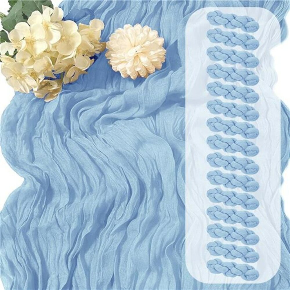 15 pack baby blue cheesecloth table runner 9ft gauze fabric wedding party decor